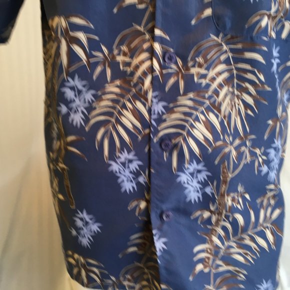Aloha Joe Mens Blue Brown Hawaiian Polyester Tiki Tropical Surf Aloha Shirt Sz S - Picture 4 of 14
